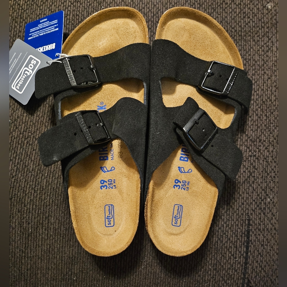 Birkenstock Arizona Black Soft Footbed Sandal Women's Shoes New 39